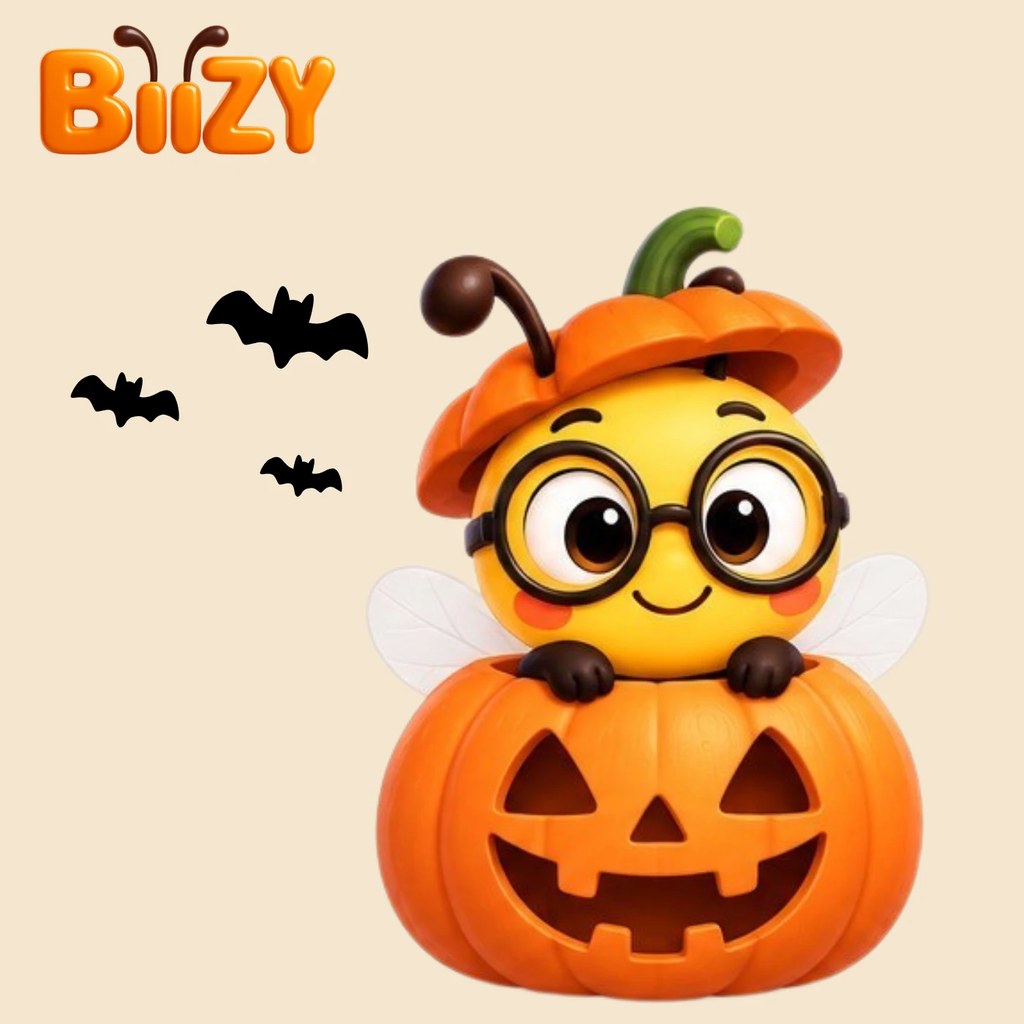 Copertina dell'episodio 08 di Biizy, Halloween — podcast per bambini